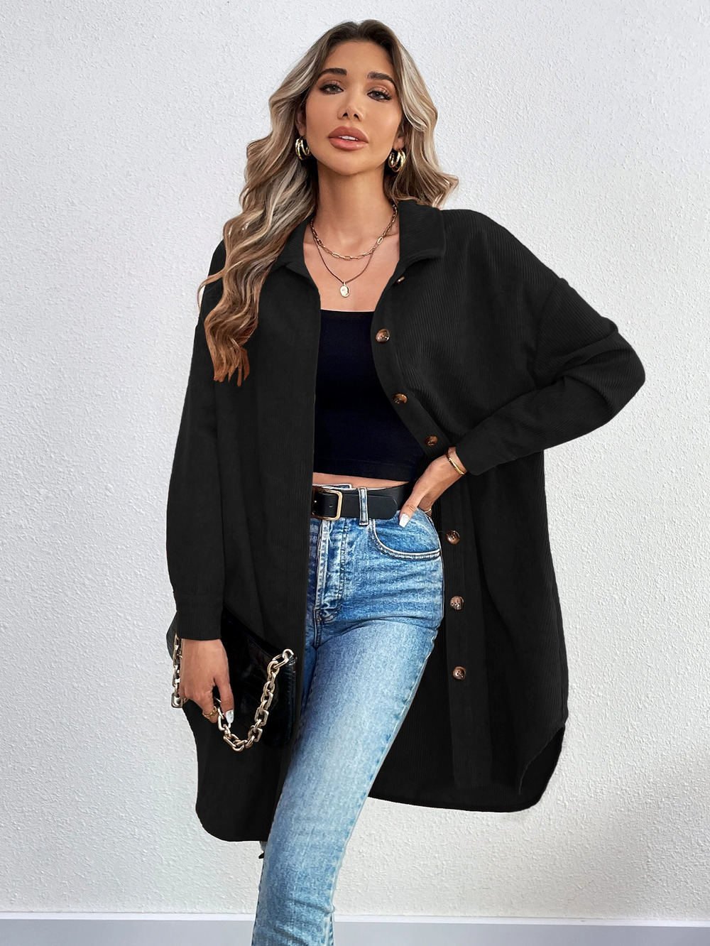 ZARA American Casual Corduroy Shirt Jacket Loose Fit Fall Winter